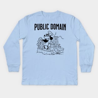 Steamboat Willie Public Domain Kids Long Sleeve T-Shirt